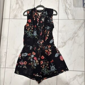 Rebecca Taylor Black Floral Romper